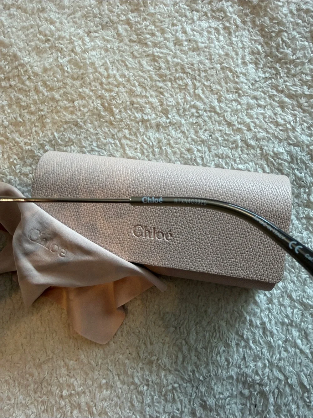 Chloe Silver Frame Sunglasses with Teal Gradient Lenses and pink Case